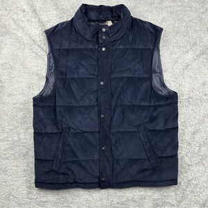 NWT Banana Republic Navy Corduroy Puffer Vest Mid weight Outdoors Full Zip XL